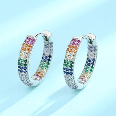 Fashion 925 Silver Earring with Colorful Zircon Jewelry