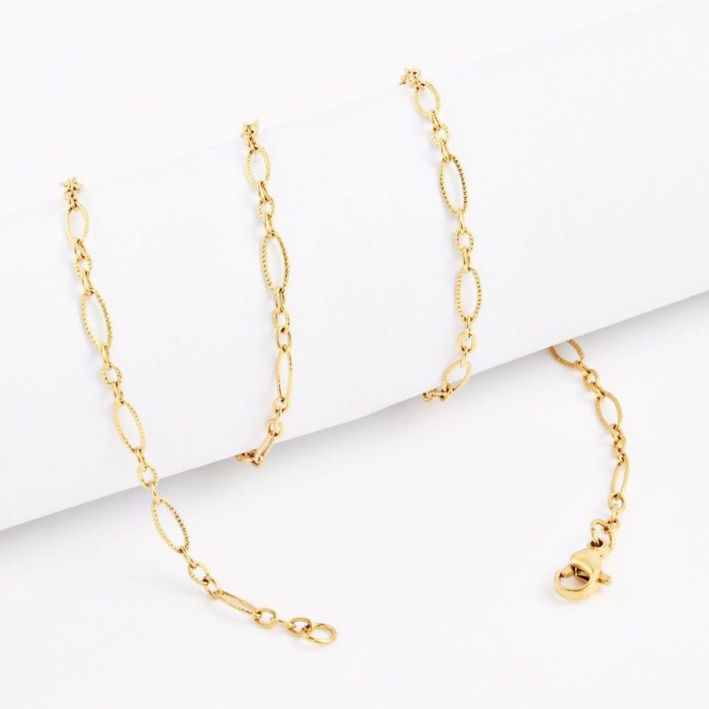 Classic Gold Plated Stainless Steel Necklace Bracelet Anklet Fashion Jewelry Custom