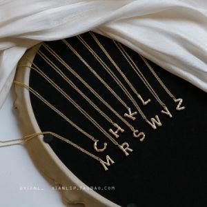 Simple Design Custom Round Square Brand Letter Initials Necklace for Girls