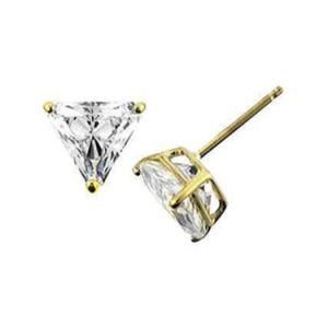 Fashion Sterling Silver 925 Triangle Shaped Shiny Diamond Earring