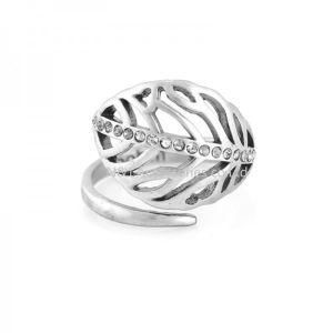 Silver Leaf Rings with Crystal Compatible with European Fit Original Same Ring Jewelry