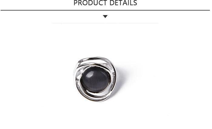 2020 Fashion Jewelry Silver Round Ring with Black Rhinestone