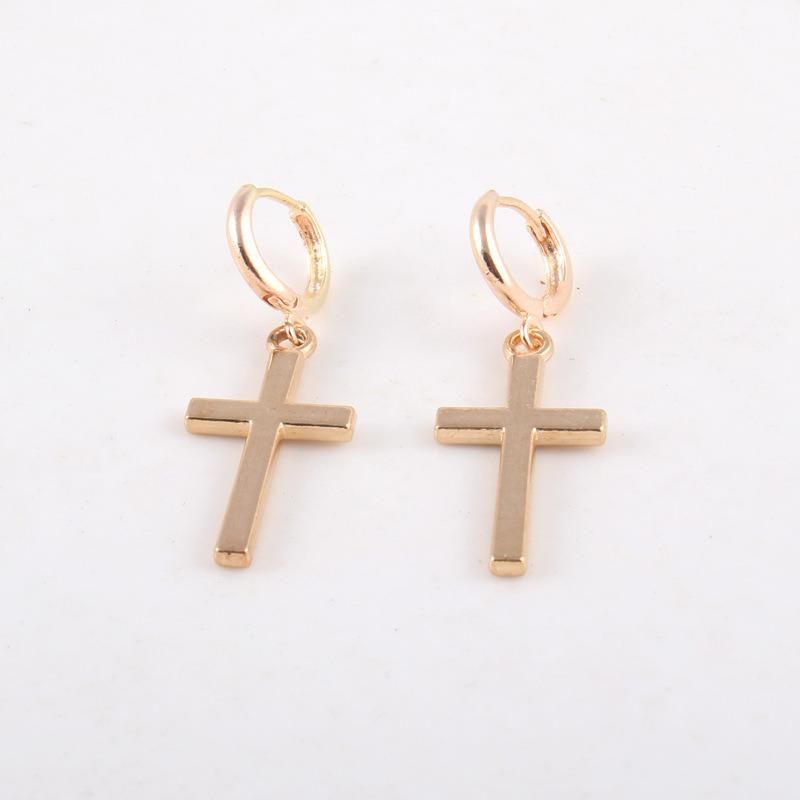 Fashion Jewelry Simple Alloy Ring Cross Earring for Gift