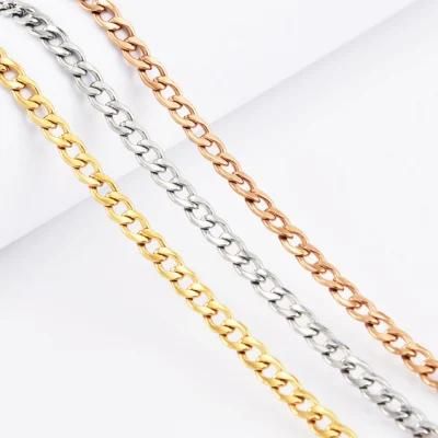 Wholesale Fashion Accessories Hip Hop Curb Chain Stainless Steel Jewelry for Bracelet Layering Necklace Design