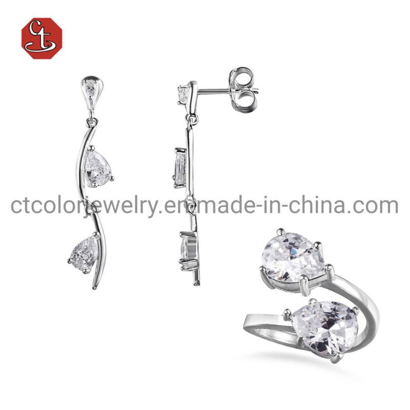 Luxury Silver Ring with Diamonds CZ Brass Rings