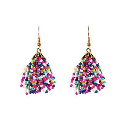 Hot Selling Jewelry Fashion Creative Bohamian Hand-Made Colorful Tassel Earrings