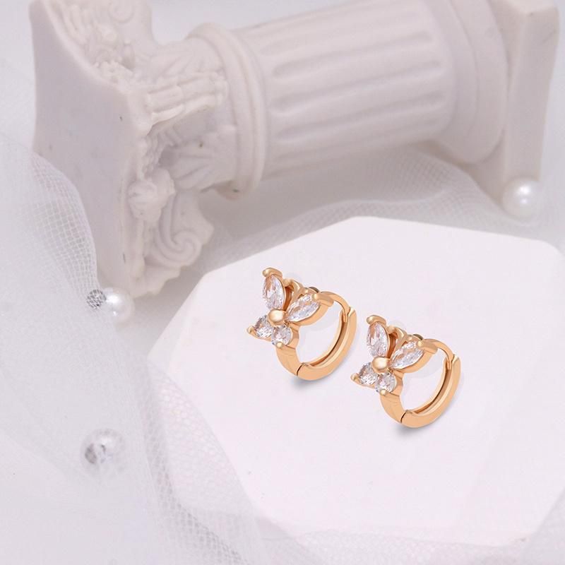 18K Gold Plated 3A CZ Hoop Diamond Butterfly Huggie Earring