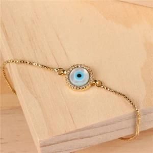Custom Evil Eye Charm Bracelet Jewelry Micro Pave Zircon 18K Gold Bracelets Women