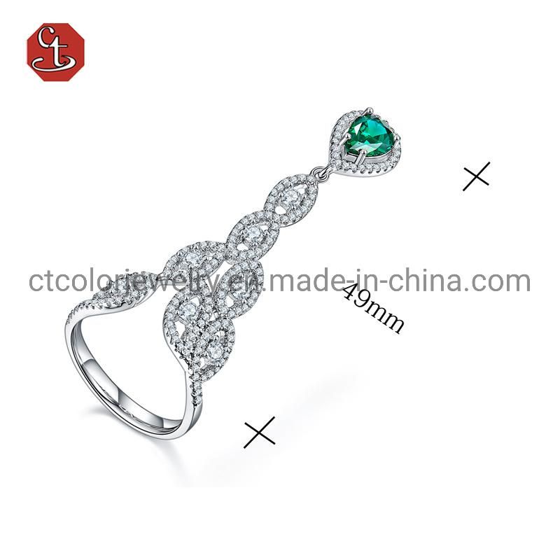 Custom 925 Silver Rhodium plated Gemstone Temperament Rings for Women