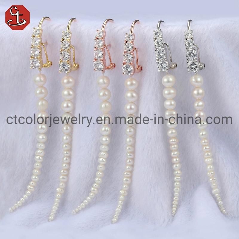 Wholesale 925 Silver Design Women Fashion Jewelry Accessories Pearl Tassel Bead Drop Earrings