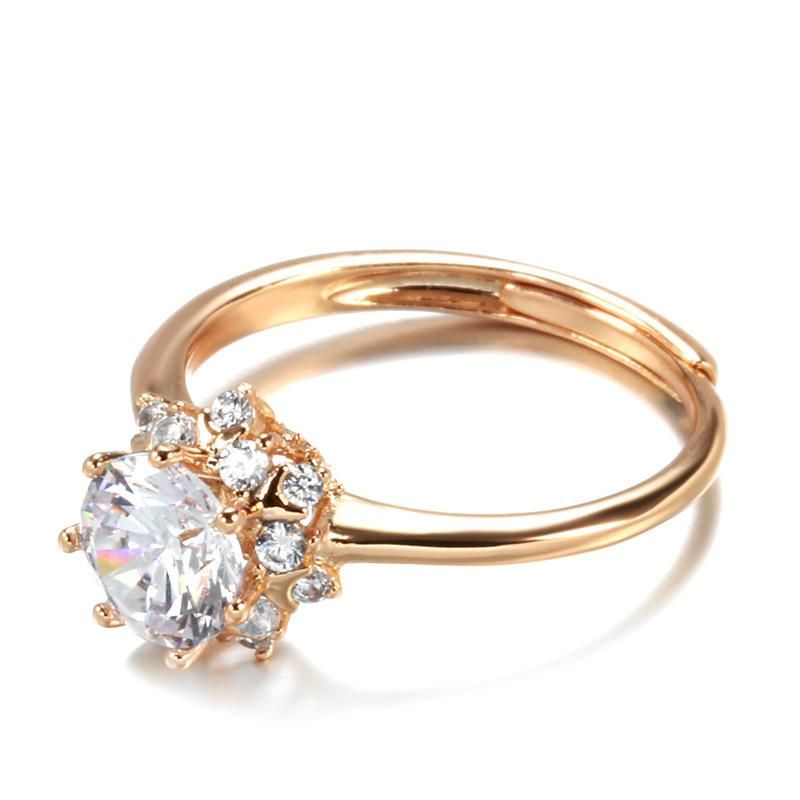 Rose Gold Inlaid Simulation Diamond Ring Simple Opening Ring