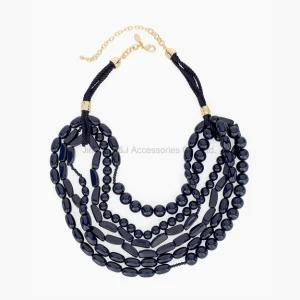 Necklaces for Women Jewelry Long Black Beaded Statement Multi Layer Necklace Gold Plated