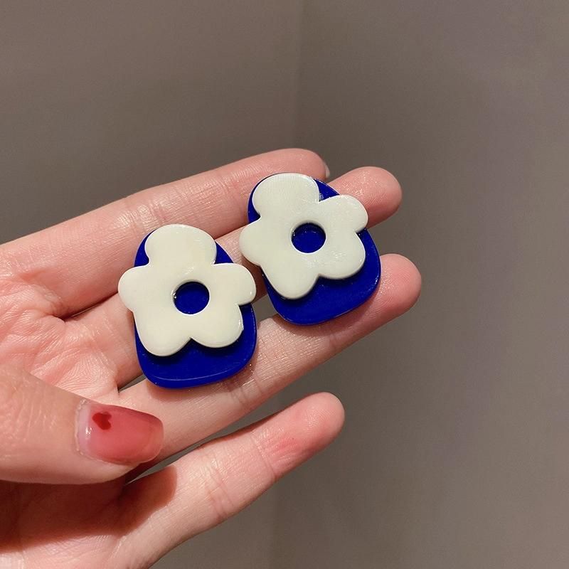 925 Silver Needle French Klein Blue Color Sets Earrings Fashion Jewelry Retro Style Earrings for Women