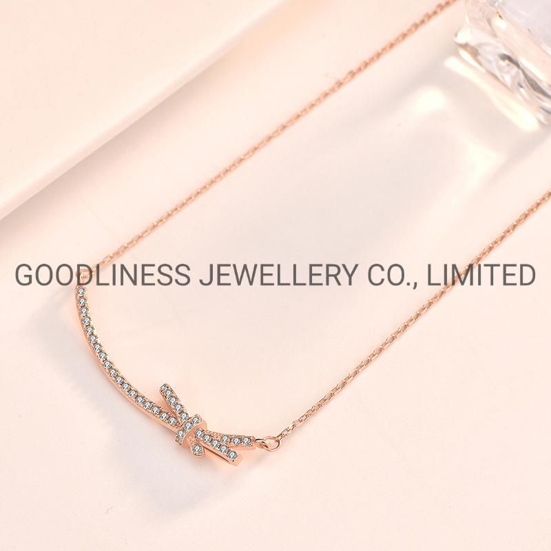 Initial Rose Gold Plated Crystal Layered Pendant Necklace for Women