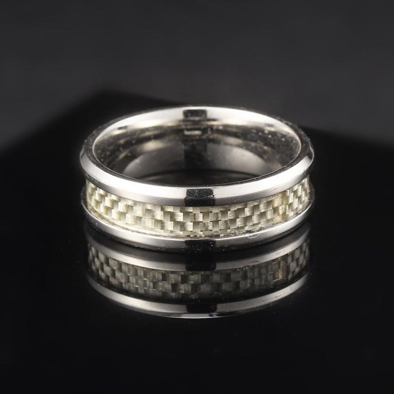 European and American Personality Rings Tungsten Steel Men′ S Rings Carbon Fiber Tungsten Steel Jewelry Wholesale
