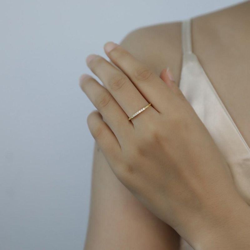 925 Sterling Silver Rings 14K Gold Plated with Small Zircon Ring for Women Wedding Party Trendy Jewelry