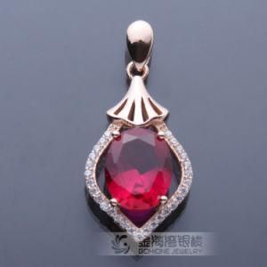 Rose Gold Plated Shell Designed Pendant with AAA Quality Red CZ Stone (MAGP5839)