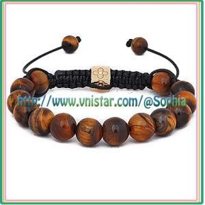 Fashion Agate Bracelet with Tiger Eye Beads (SBB036-2)