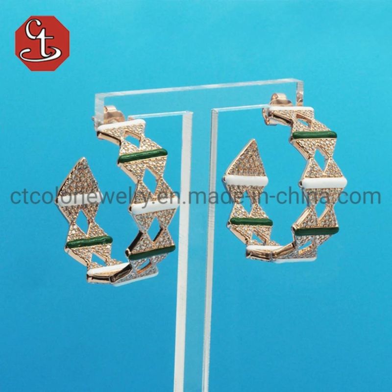 Hot Sales Silver or Brass Hoop Earring Fashion Enamel Silver Jewelry Round Earring Jewelry