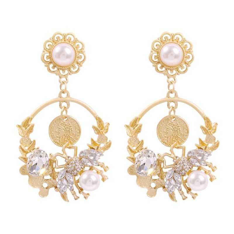 New Fashion Jewelry Courtly Elegant Big Diamond Crystal Earring with Imitation Pearl