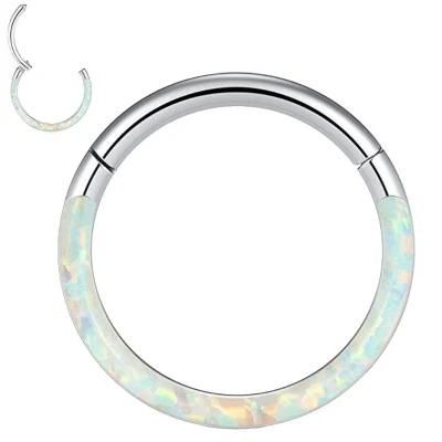 ASTM F136 Titanium Setting Opal Hinged Segment Ring Body Piercing Jewelry
