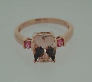14k High End Morganite&Pink Sapphire Ring (BLR16)