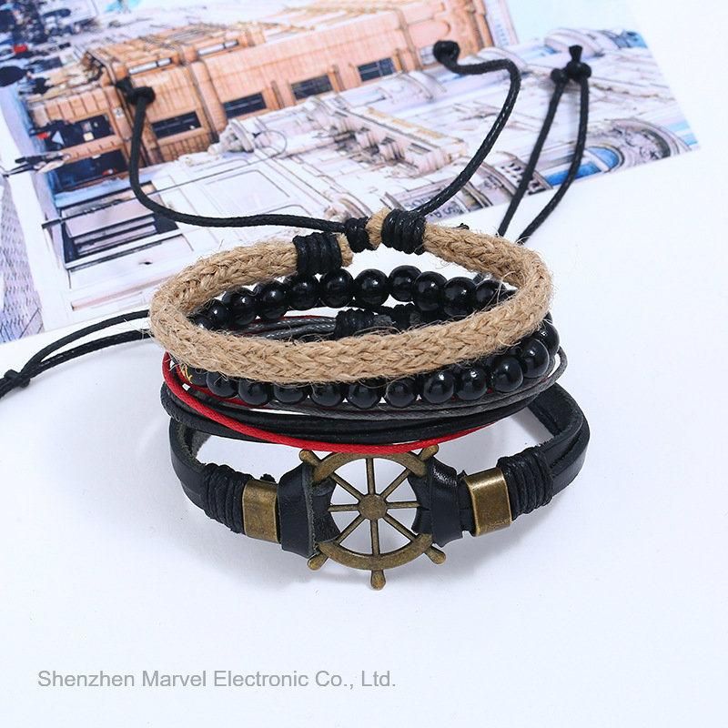 Leather Bracelets for Woman Men Multilayer Bracelet Vintage Handmade Wristband Jewelry