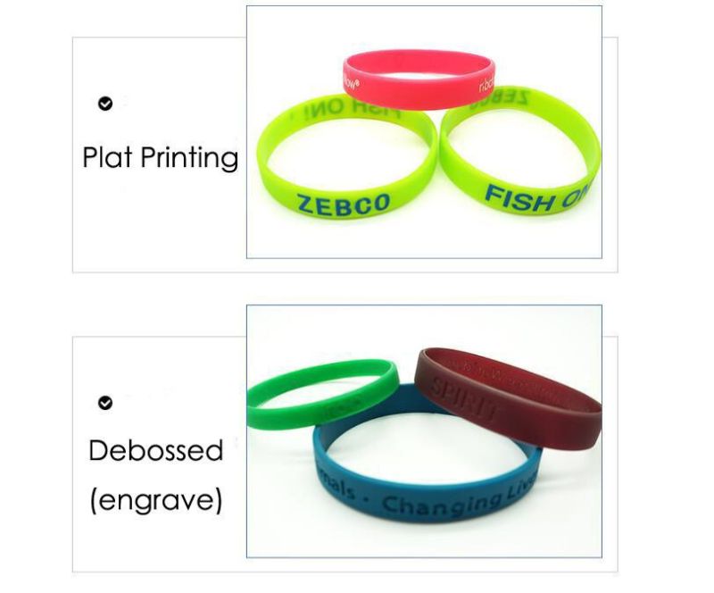 Promotional Rubber Bracelet Debossed Highly Personalized Silicon Wristband Custom Print Logo Glow in The Dark Silicone Bracelet