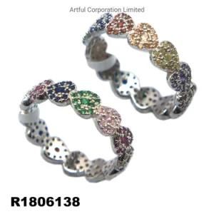Heart-Shaped Multi-Color 925 Sterling Silver Ring