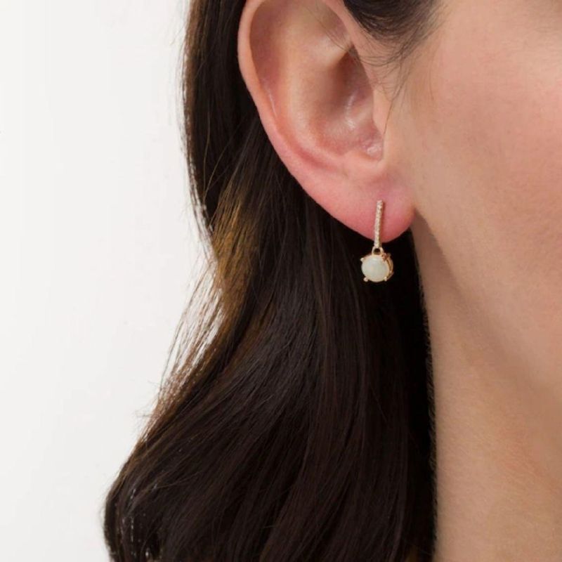 New Arrival Elegant Jewelry Unique Delicate Round Cut Opal Line Drop Earrings S925 Gold Plated