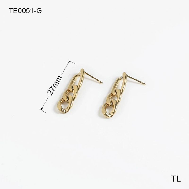 Manufacturer Custom Fashion Jewelry 2022 New Arrival 18K 14K Gold Plated Earring Waterproof Stainless Steel Link Chain Earring Gold 18K