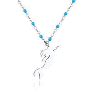 Fashion Stainless Steel Bead Chain Summer Silver Mermaid Pendant Necklace