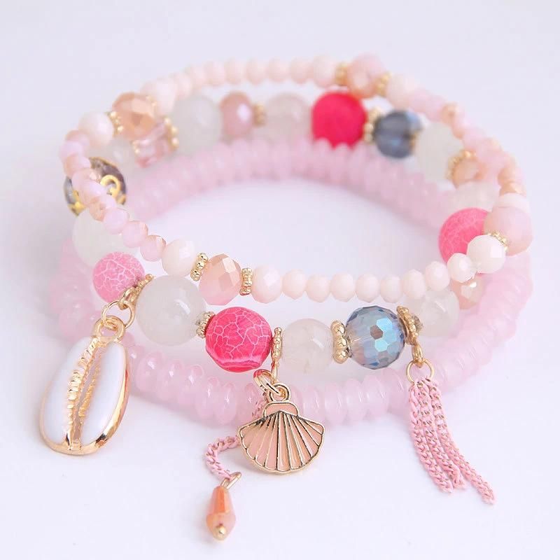 Fashion Jewelry Bohemian Strings Oceanic Style Multi-Layered Beaded Crystal Bracelets