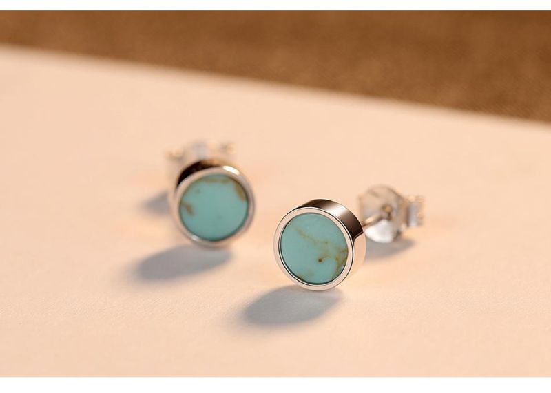 Popular Jewelry Silver Earring Ear Stud with Verdant Stone
