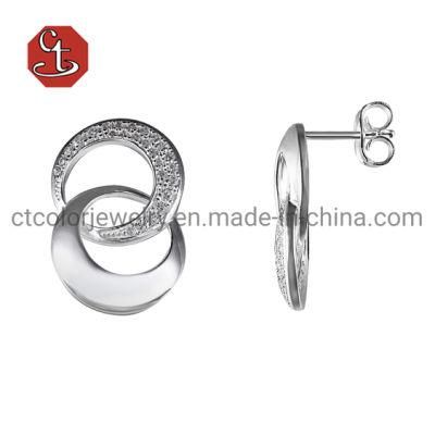 Fashion Silver Jewelry Sets Brass or Sterling 925 Silver Earring Inlaid 3A+ CZ