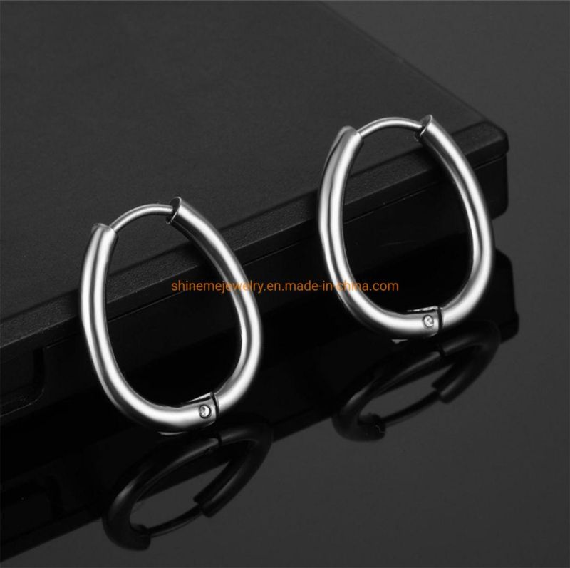 Body Jewelry Titanium Steel Stainless Steel U-Shaped Round Wire Coil Ear Hoop Earrings Are Not Allergic to All-Match Coil Earrings Ssp878