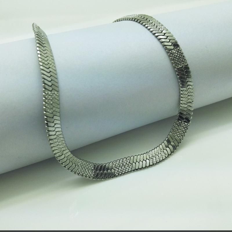 Hot Sell Custom Stainless Steel Jewelry Herringbone Chain Embossed Necklace