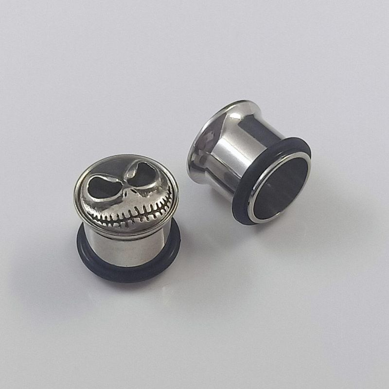 Stainless Steel Pulley Internal Thread Piercing Ear Expanding Ghost Skull Ear Plugs Spg2731