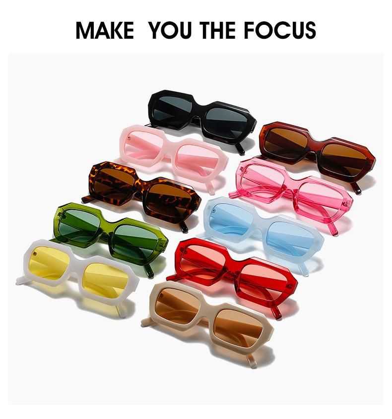 New Glasses Square Retro Sunglasses Notch Design Jelly Color European and American Style Cross-Border Sunglasses