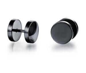 316L Stainless Steel Earrings Double Sided Round Bolt Stud Earrings for Men Women Punk Gothic Barbell Black Earrings Female Male