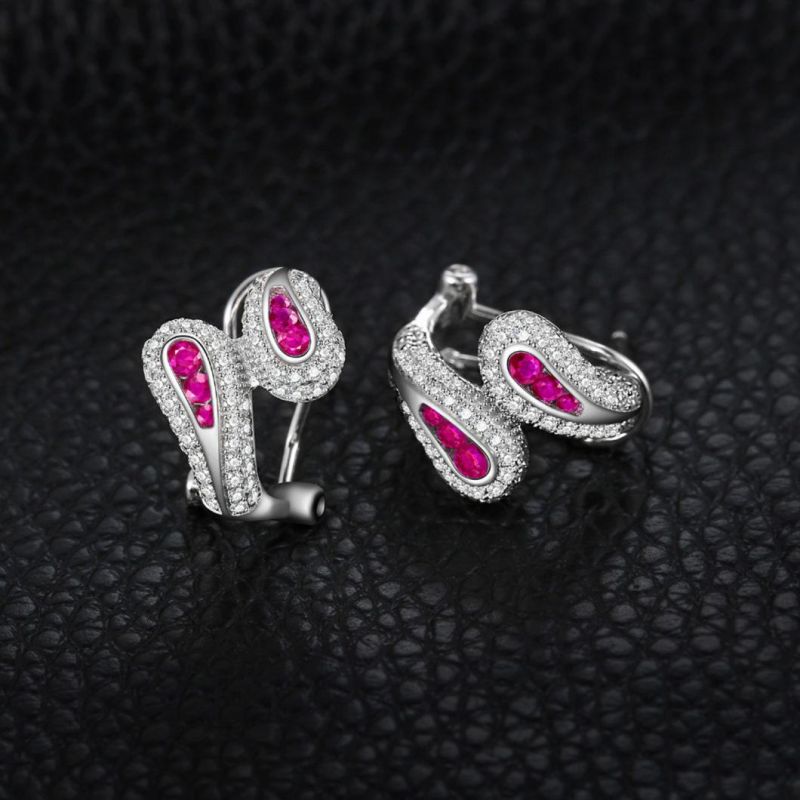 S925 Simple Red Corundum Earrings European Creative Earrings Fresh and Elegant Female