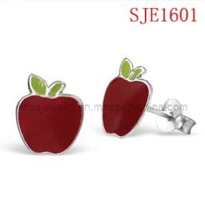Cute Style Apple Shape 316L Stainless Steel Earrings for Girls (SJE1601)