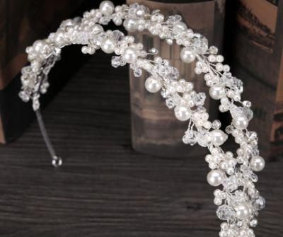 Bridal Wedding Crystal Pearl Tiara Crown. Bridal Crystal Pearl Headband Headpiece