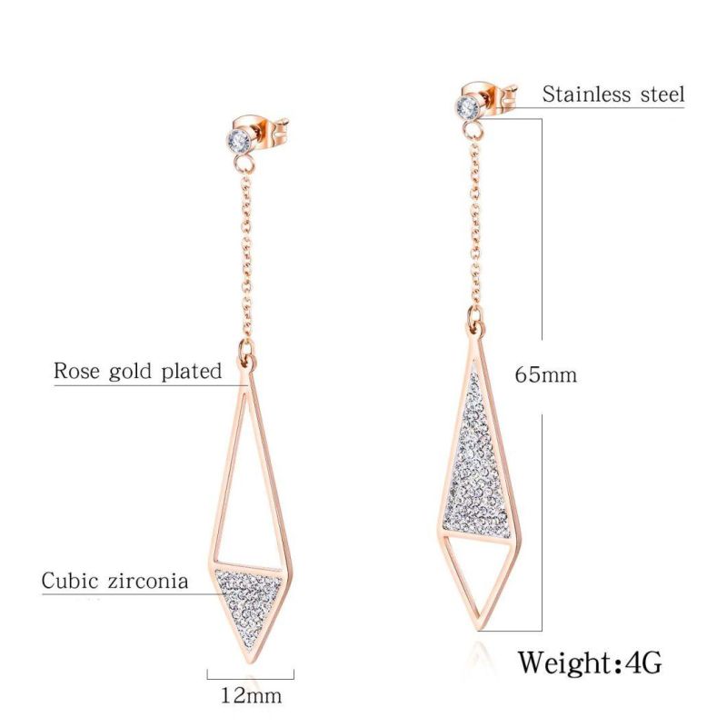 Fashion Women Jewelry Full Diamond Tassel Drop Earrings