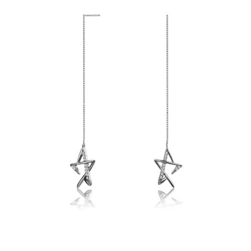 925 Silver Simple Double Star Charm Ear Line for Promotion Sales