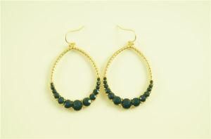 Textured Alloy with Jet Acrylic Stone Paved Earring