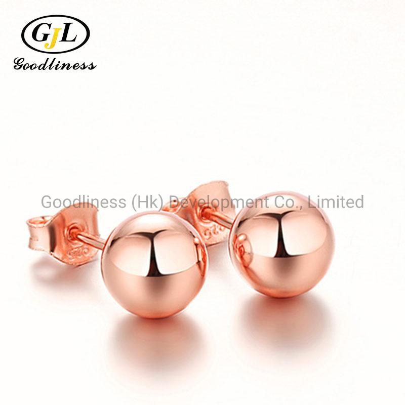 Fashion Bead Ball Shape Silver Earring Stud Jewelry