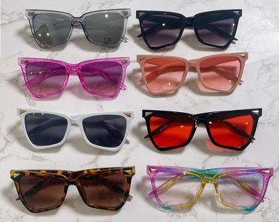 2022 Fashion Rainbow Sunglasses Cat Eye Large Frame Jelly Sunglasses