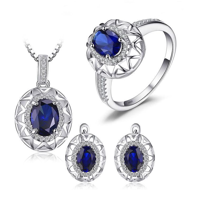 Wholesale 925 Sterling Silver Jewelry Created Gemstone Sapphire Earring for Women