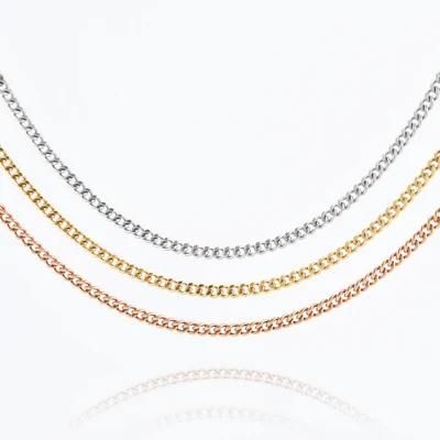 Fashion 18K Gold Plated Custom 316L Stainless Steel Hip Hop Jewelry High Polished Curb Chain Bracelet and Necklace Making
